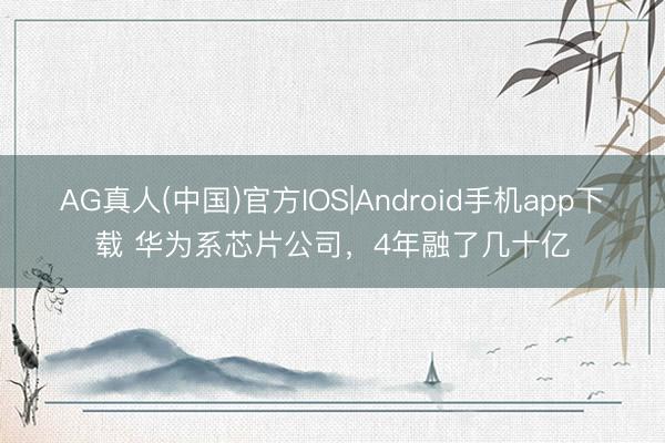 AG真人(中国)官方IOS|Android手机app下载 华为系芯片公司，4年融了几十亿