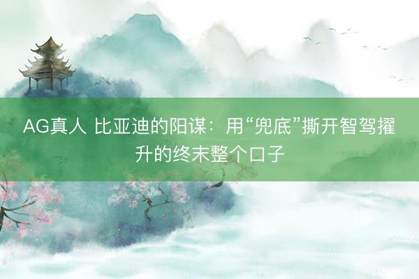AG真人 比亚迪的阳谋：用“兜底”撕开智驾擢升的终末整个口子