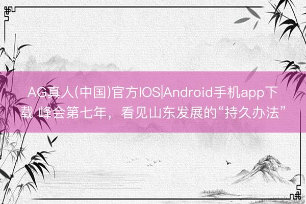 AG真人(中国)官方IOS|Android手机app下载 峰会第七年，看见山东发展的“持久办法”