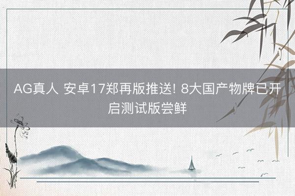 AG真人 安卓17郑再版推送! 8大国产物牌已开启测试版尝鲜