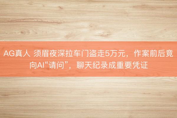 AG真人 须眉夜深拉车门盗走5万元，作案前后竟向AI“请问”，聊天纪录成重要凭证